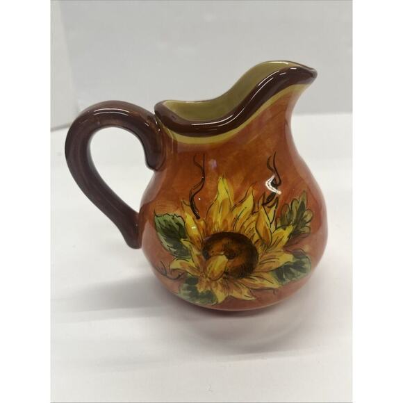 Maxcera Ceramic Rooster And Sunflower Creamer and Sugar Set - Picture 5 of 12